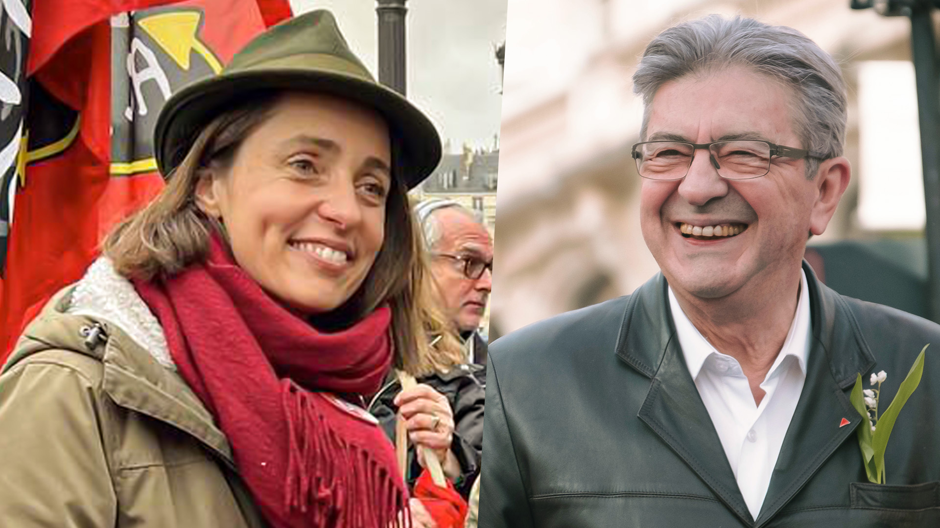 Mélenchon (LFI) et Sophie Binet (CGT)