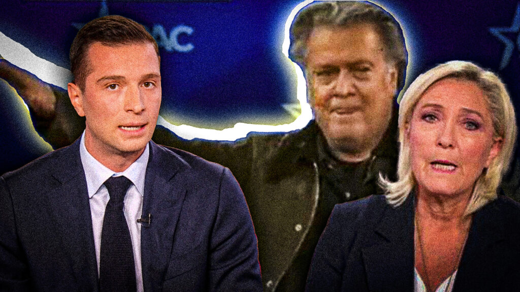 steve bannon marine le pen jordan bardella salut nazi