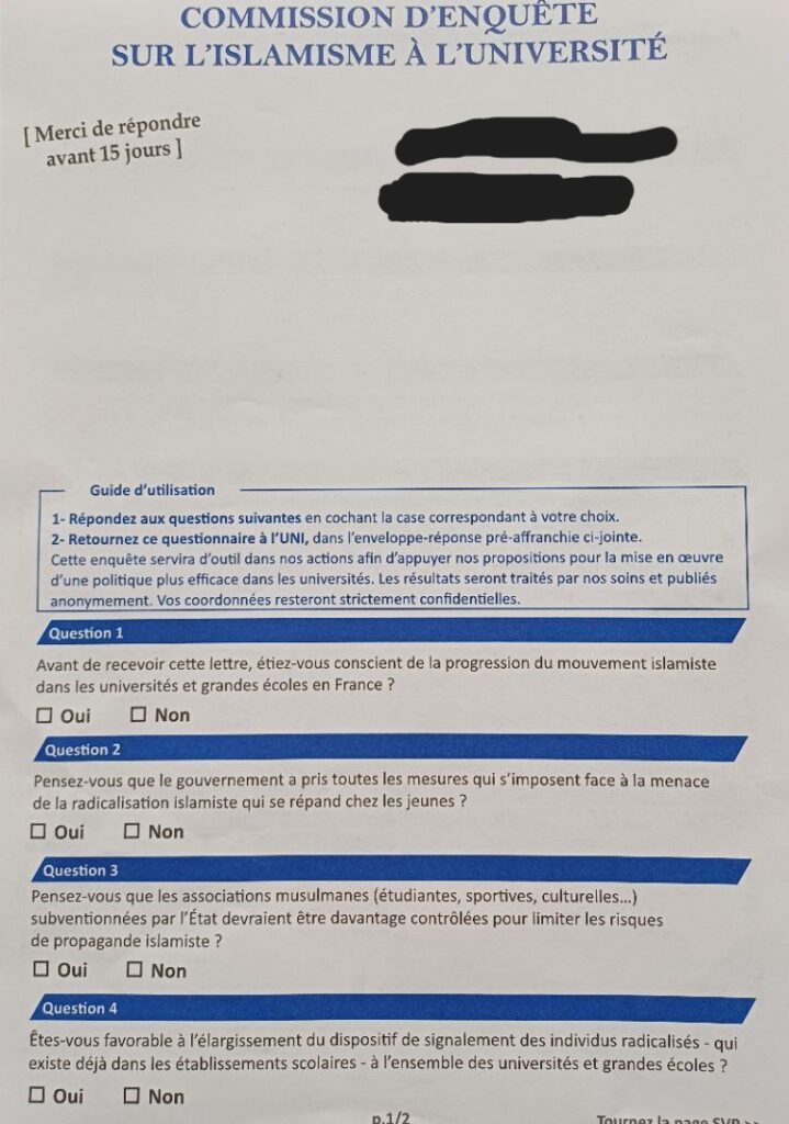 questionnaire UNI