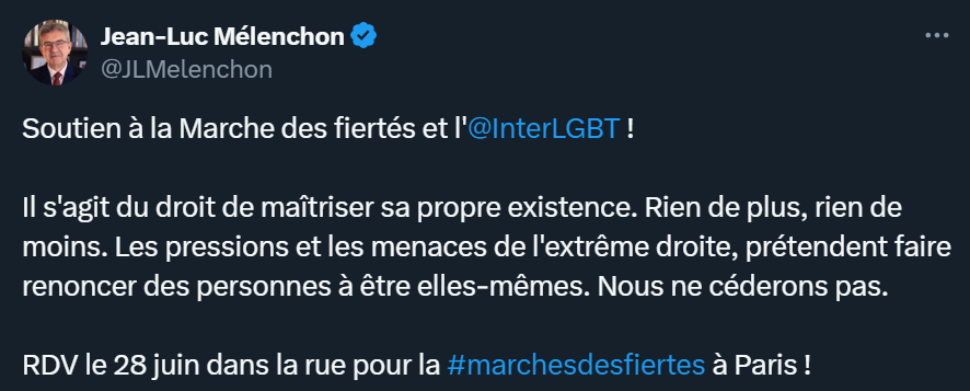 tweet JLM Marche des Fiertés
