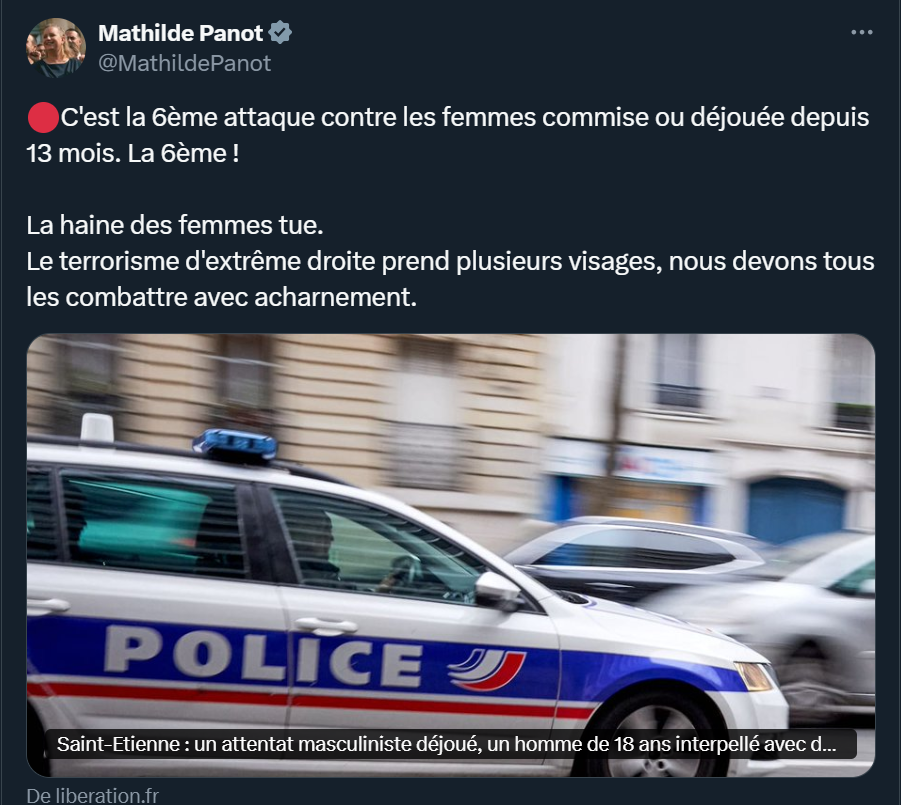 réaction M.Panot attentat Incel
