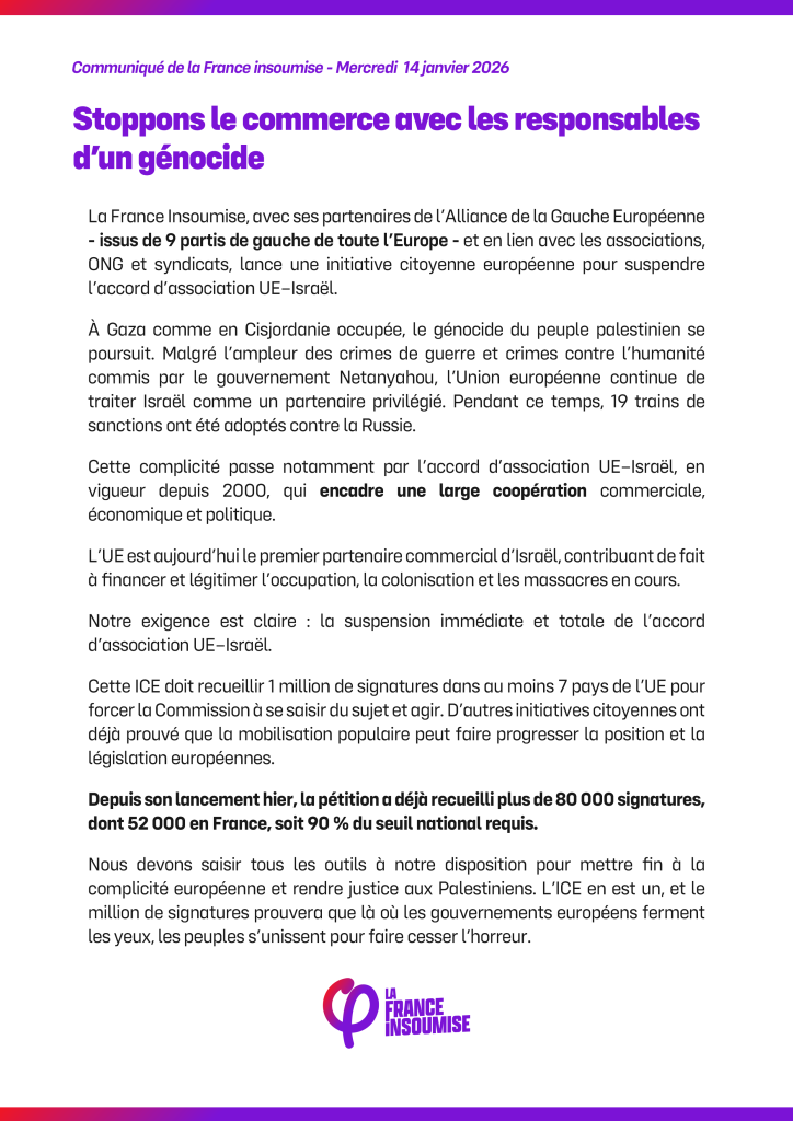 Déjà plus de 250 000 signataires pour stopper l’accord UE-Israel : signez et faites signer !