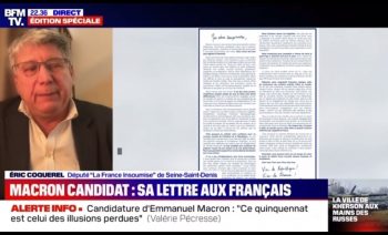 Eric Coquerel réagit à la candidature d’Emmanuel Macron