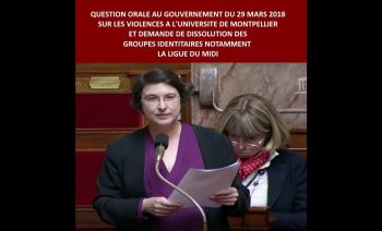 Question orale au gouvernement du 29 mars 2018 sur les violences à l’université de Montpellier.