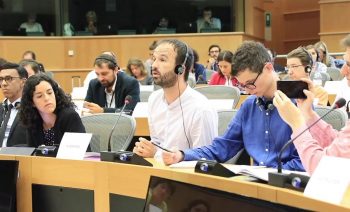 L'eurodéputé Manuel Bompard s'adressant au parlement européen